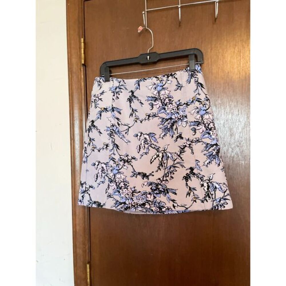 Loft Floral Embroidered Mini Pencil Skirt Blue Women's 6